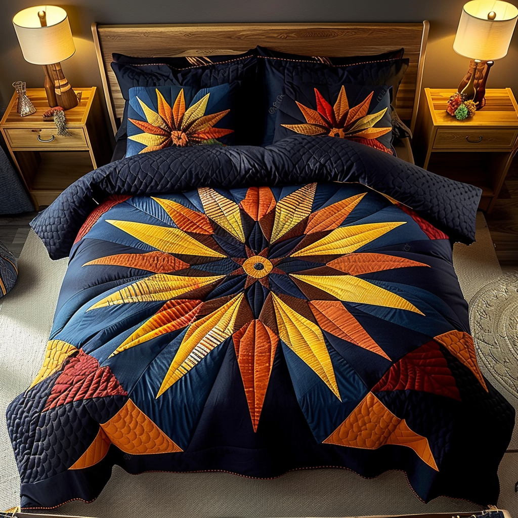 Native Cosmos 3-Piece Quilted Bedding Set - Single (59" x 70")