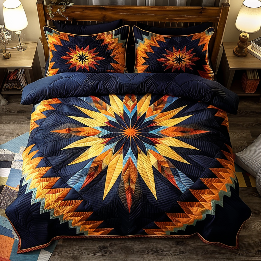 Native Starburst 3-Piece Quilted Bedding Set - Single (59" x 70")