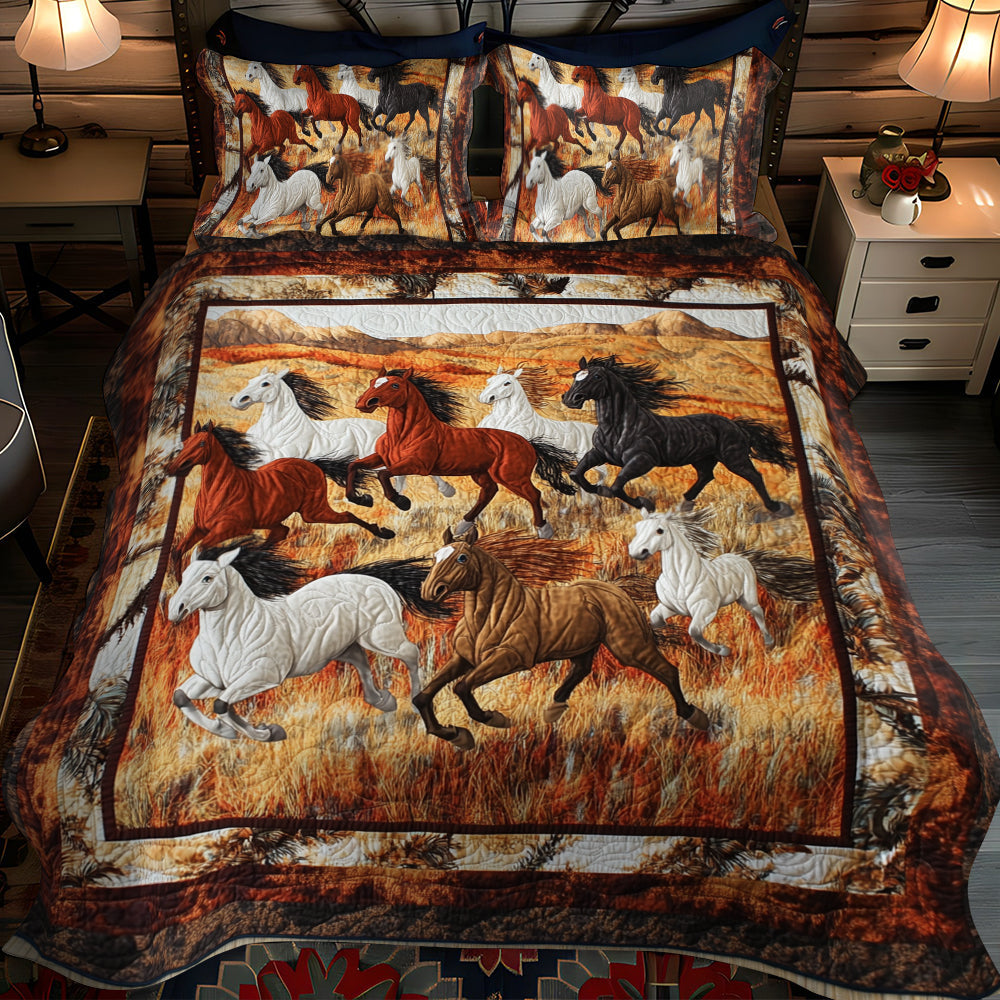 Native American Horse 3-Piece Quilted Bedding Set - Single (59" x 70")