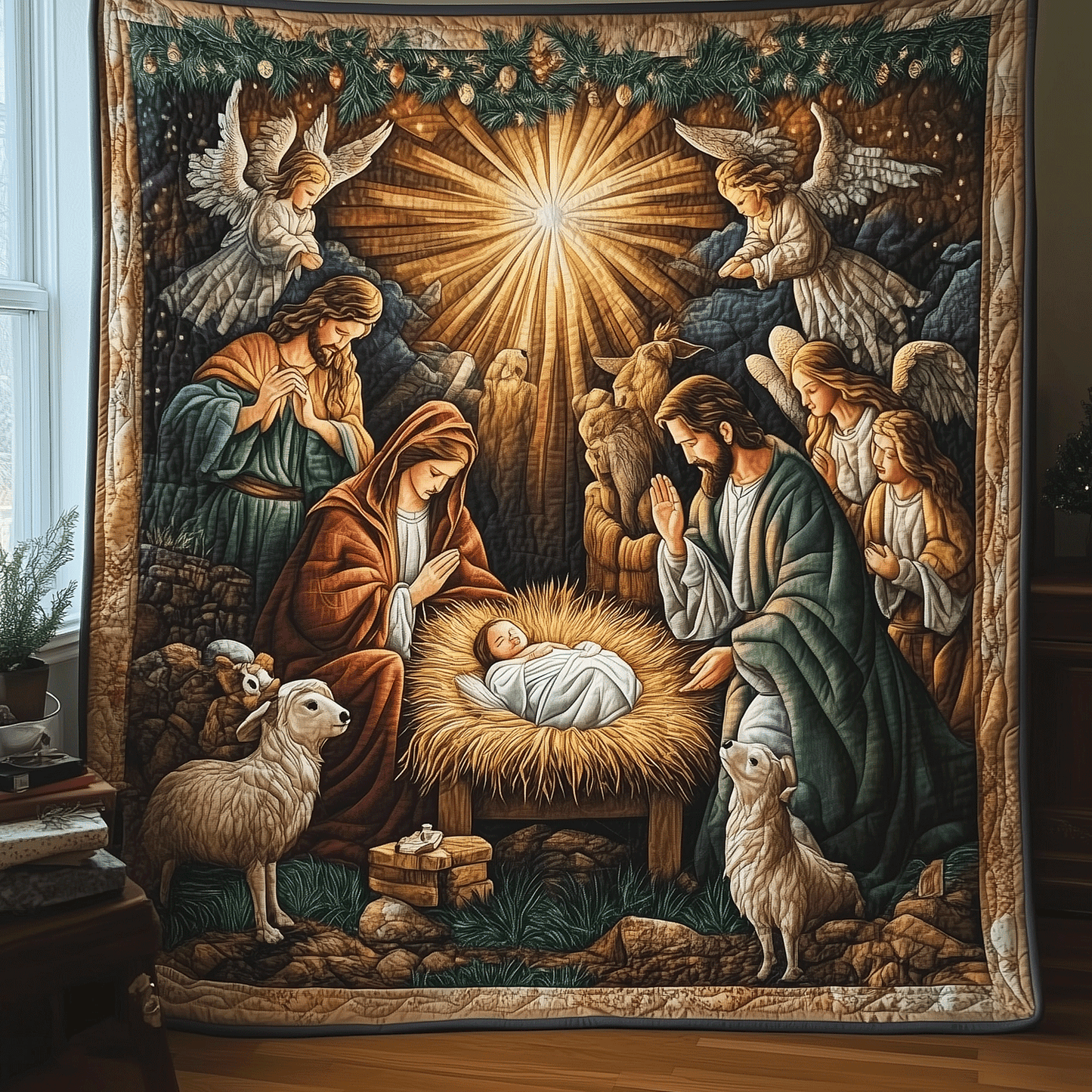 Nativity Scene Quilted Blanket - Throw (55" x 60")