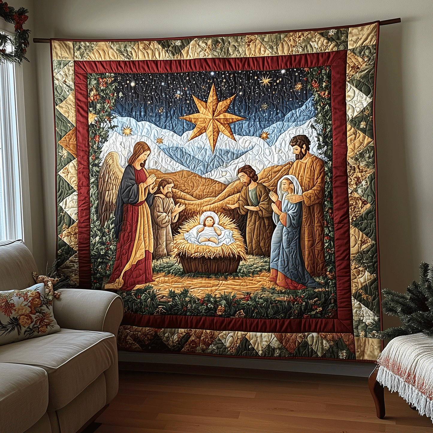 Nativity Tale Quilted Blanket - Throw (55" x 60")