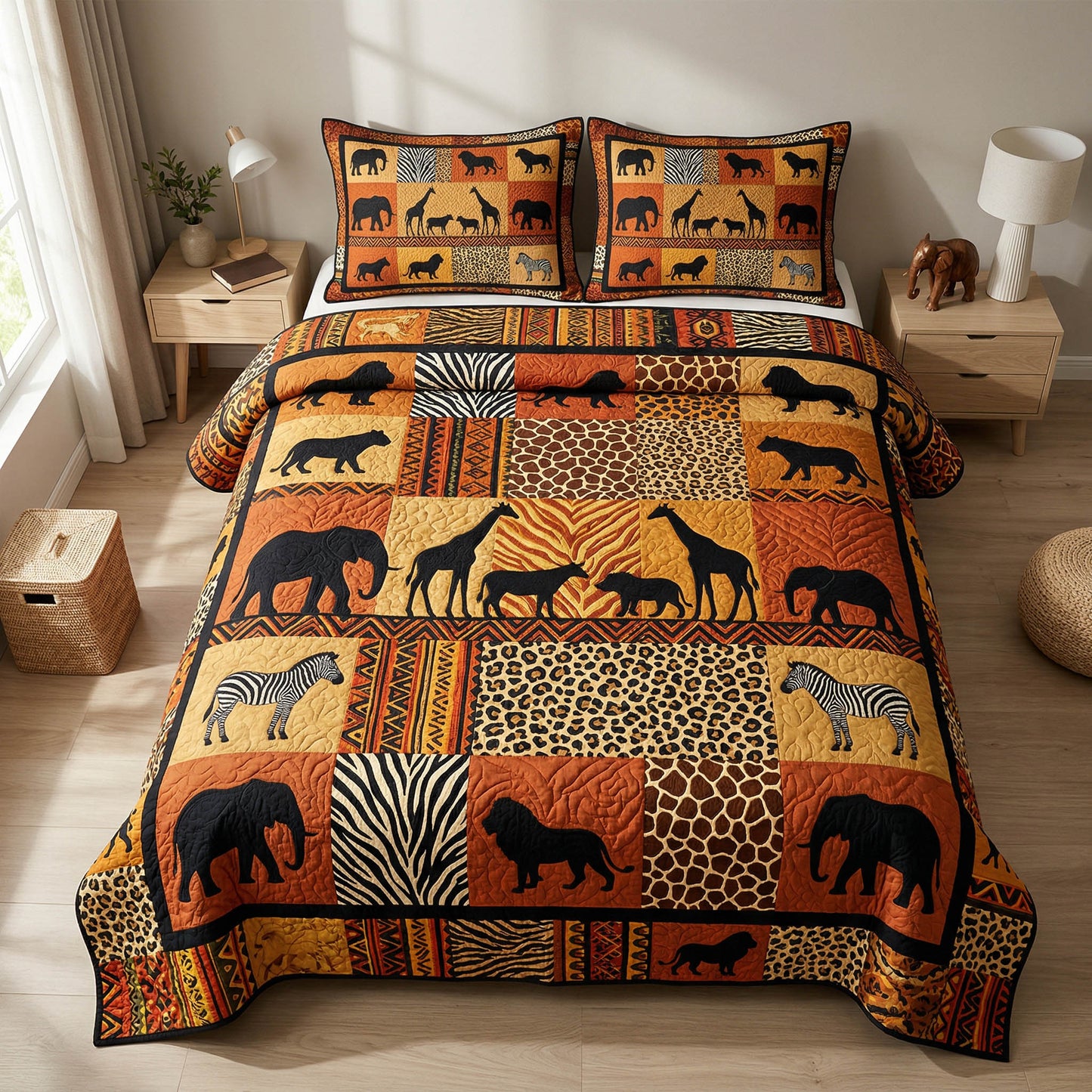 Nature Tribe 3-Piece Quilted Bedding Set - Single (59" x 70")
