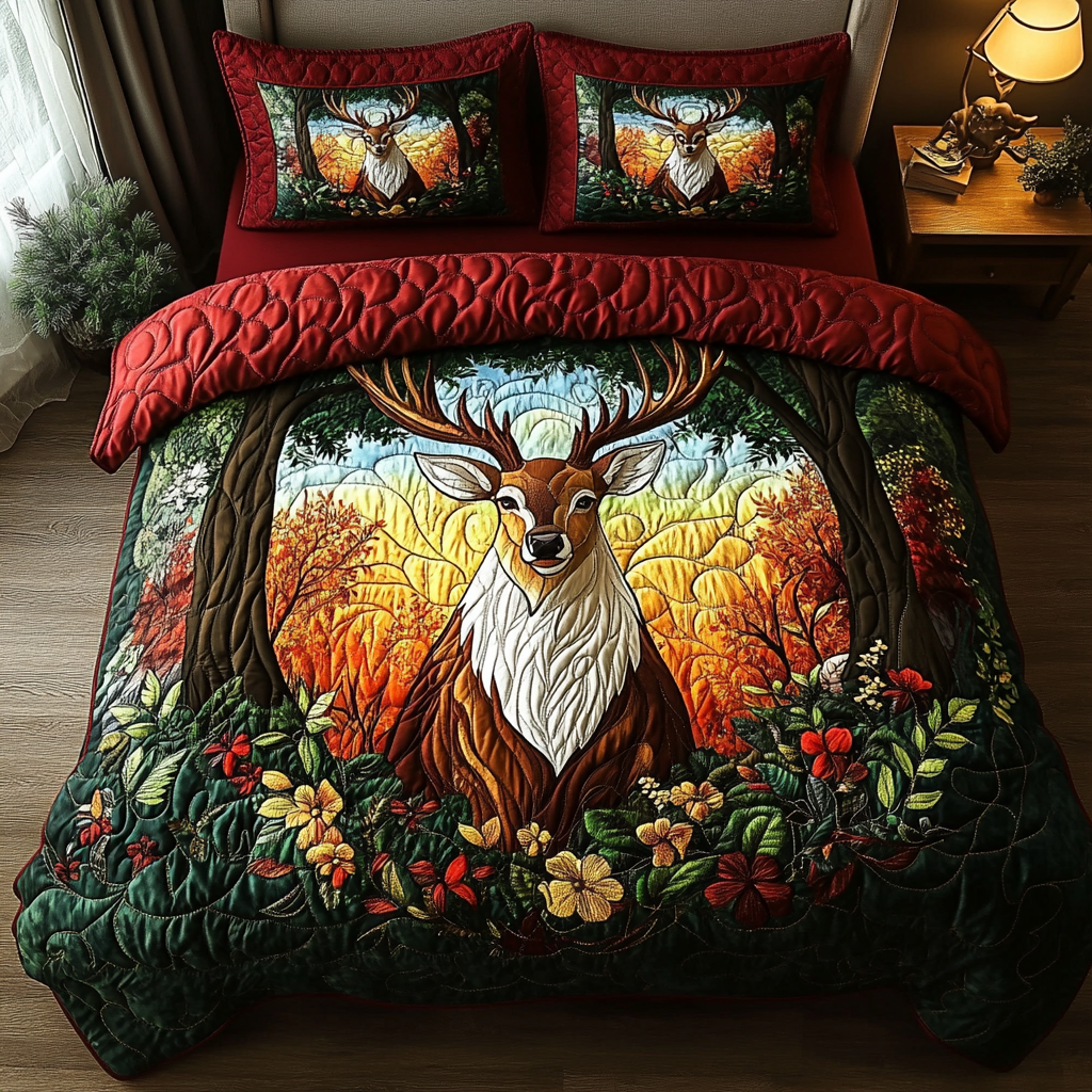 Natures Crown Quilted Bedding Set - Single (59" x 70")