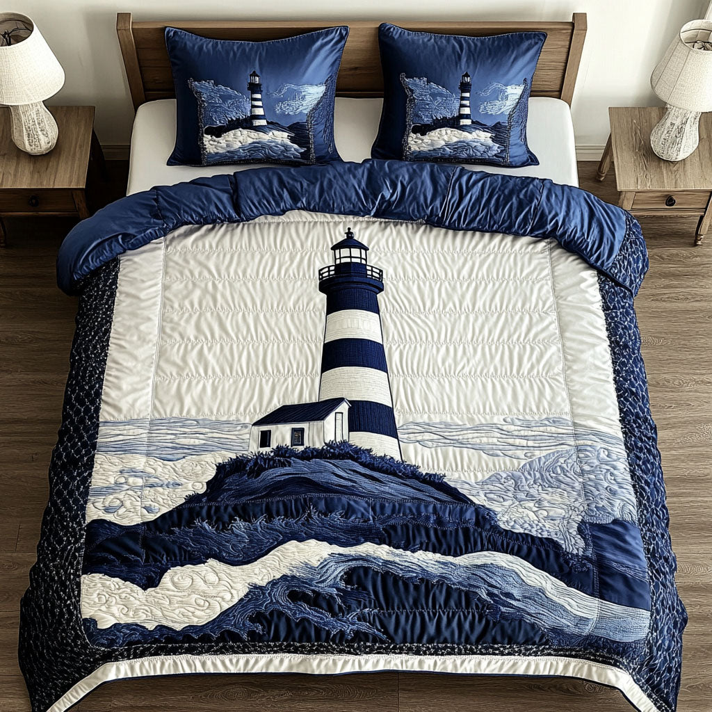 Nautical Elegance 3-Piece Quilted Bedding Set - Single (59" x 70")