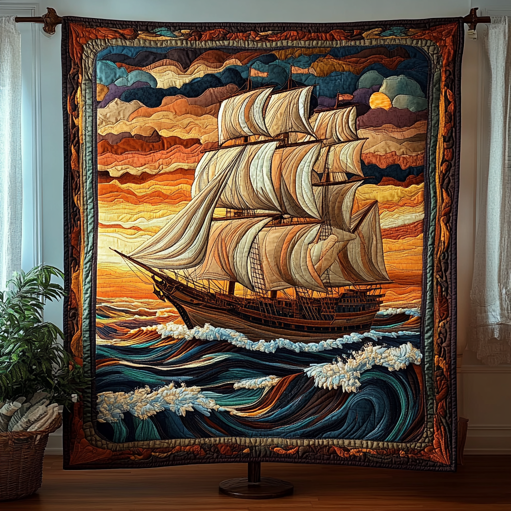 Nautical Breeze Quilted Blanket - Throw (55" x 60")