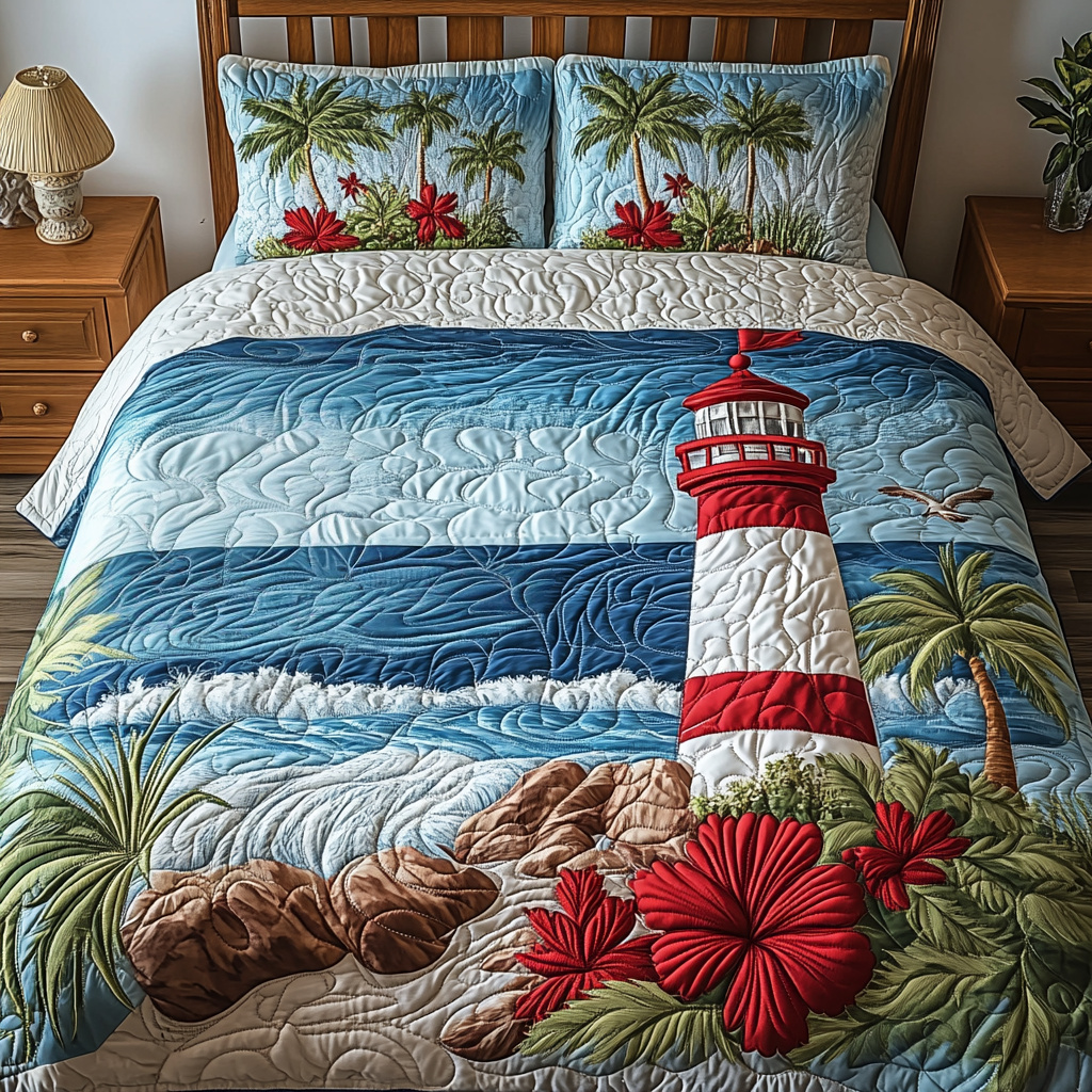 Nautical Charm 3-Piece Quilted Bedding Set - Single (59" x 70")