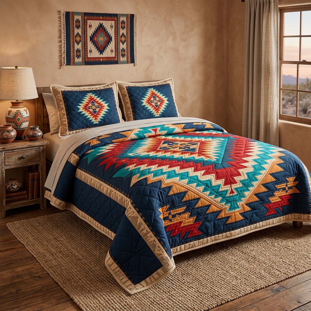 Navajo Heritage 3-Piece Quilted Bedding Set - Single (59" x 70")