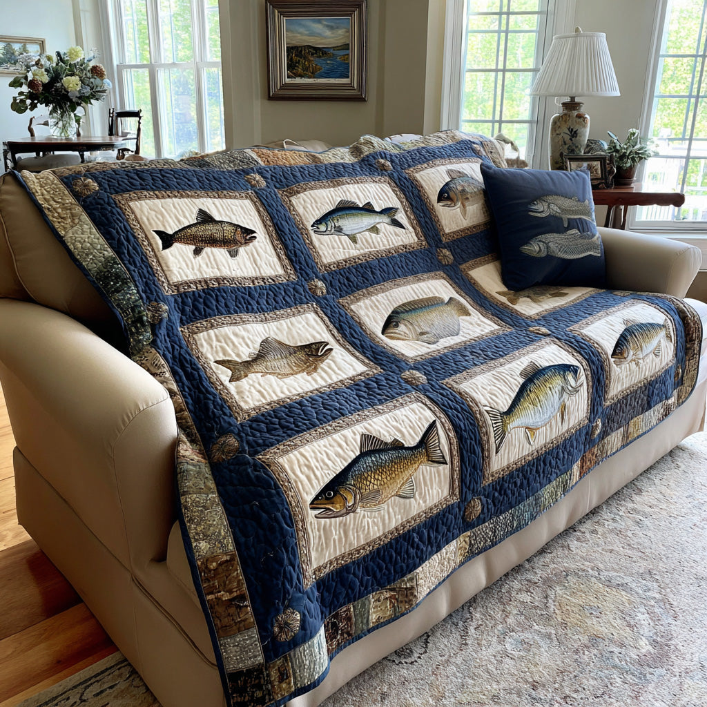 Navy Trout Patch Quilted Blanket - Baby (30" x 40") - Pack 1