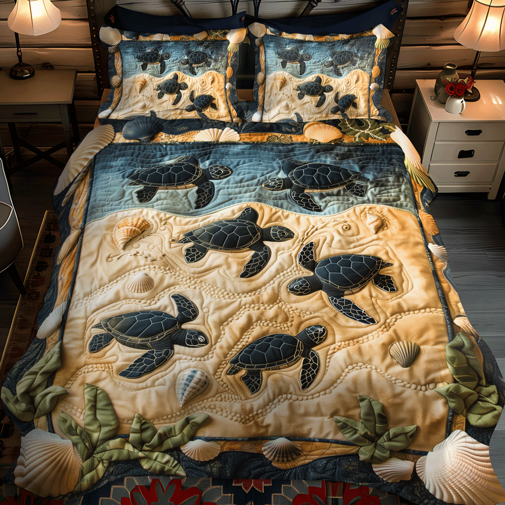 Nest to Ocean 3-Piece Quilted Bedding Set - Single (59" x 70")