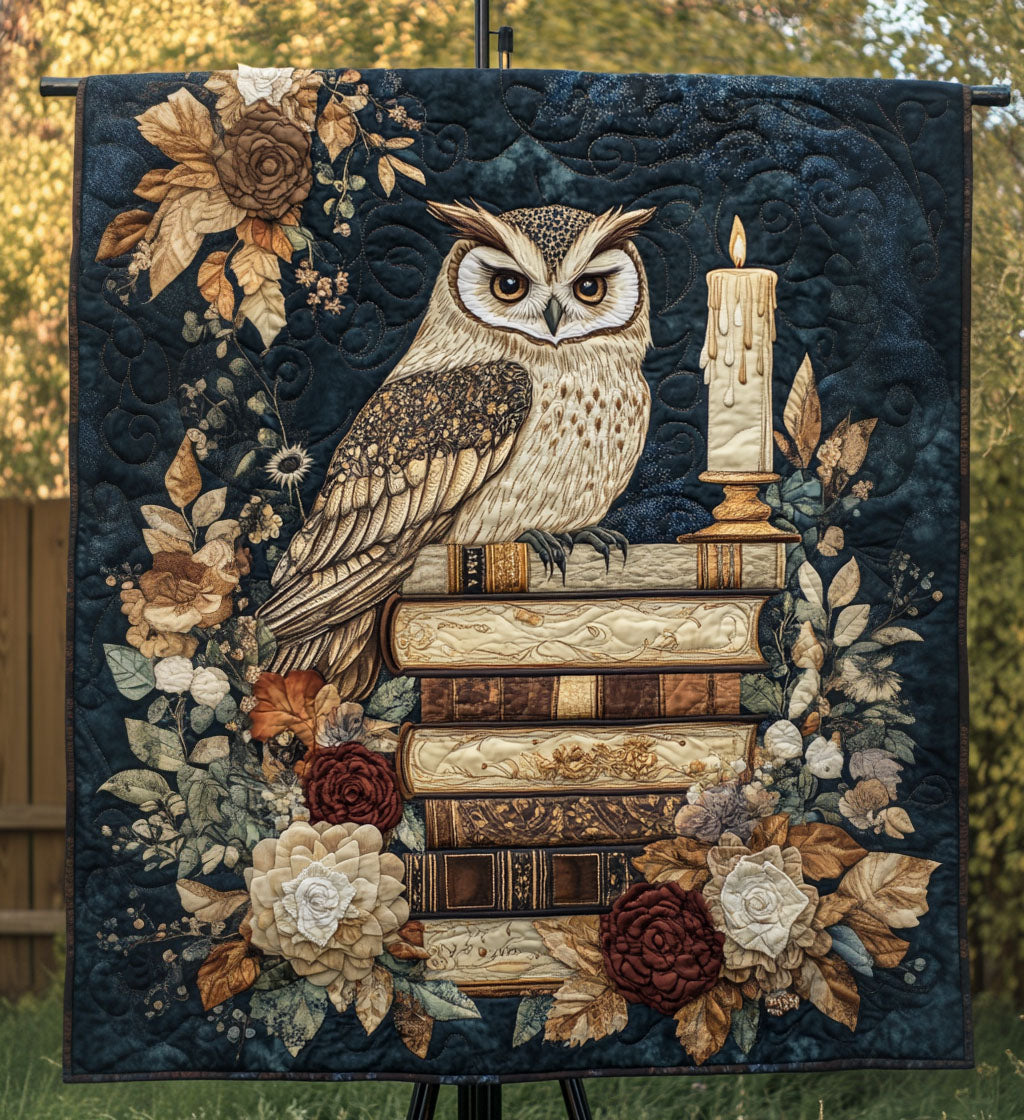 Night Owl Reads Quilted Blanket - Throw (55" x 60")