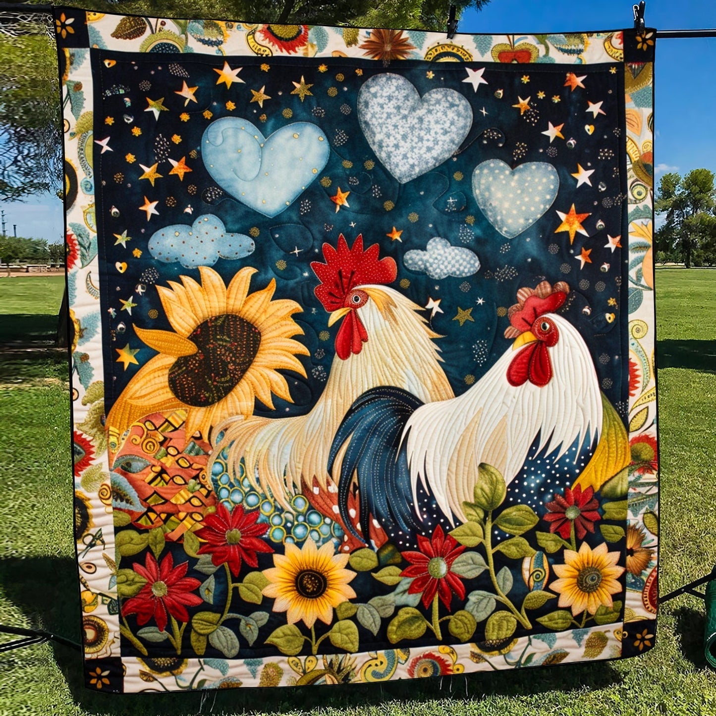 Nighty Love Chicken Quilted Blanket - Throw (55" x 60")