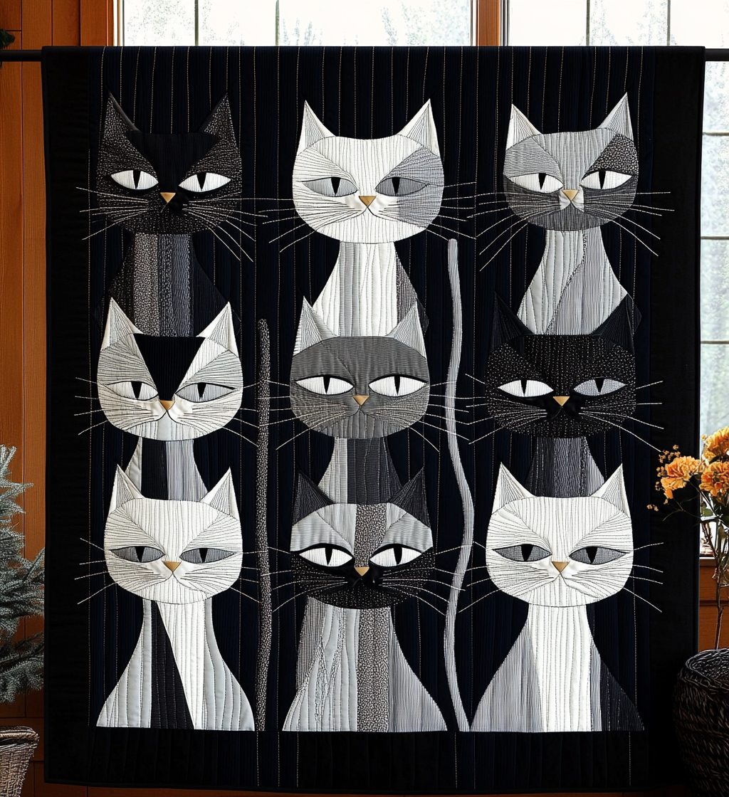 Nine Lives Quilted Blanket - Throw (55" x 60")