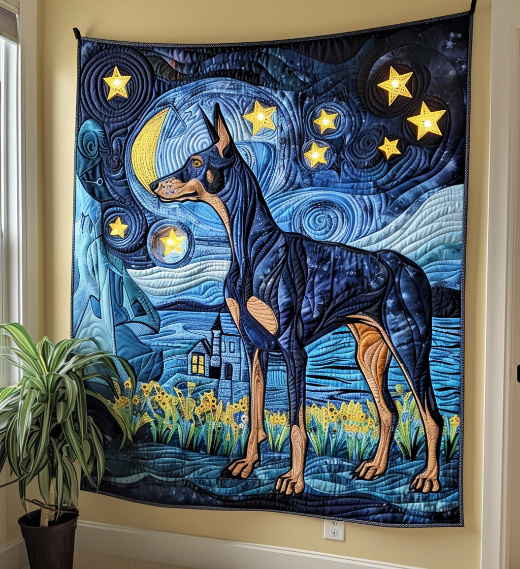 Noble Dobermans Quilted Blanket - Throw (55" x 60")