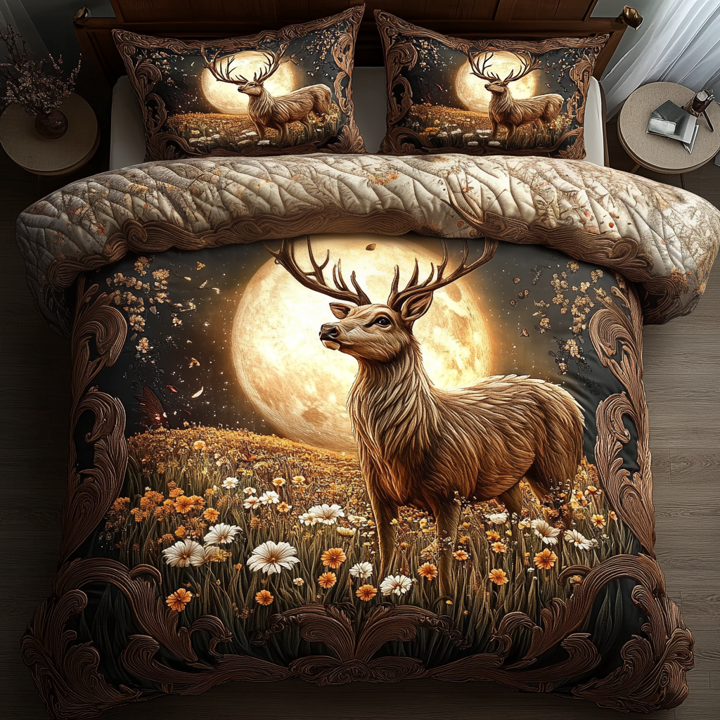 Noble Stag Quilted Bedding Set - Single (59" x 70")