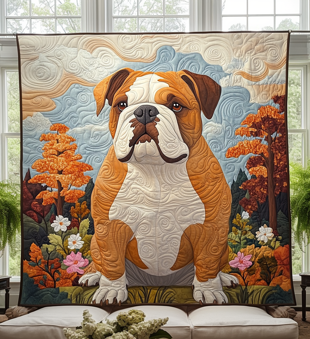 Noble Bulldog Guardian Quilted Blanket - Throw (55" x 60")