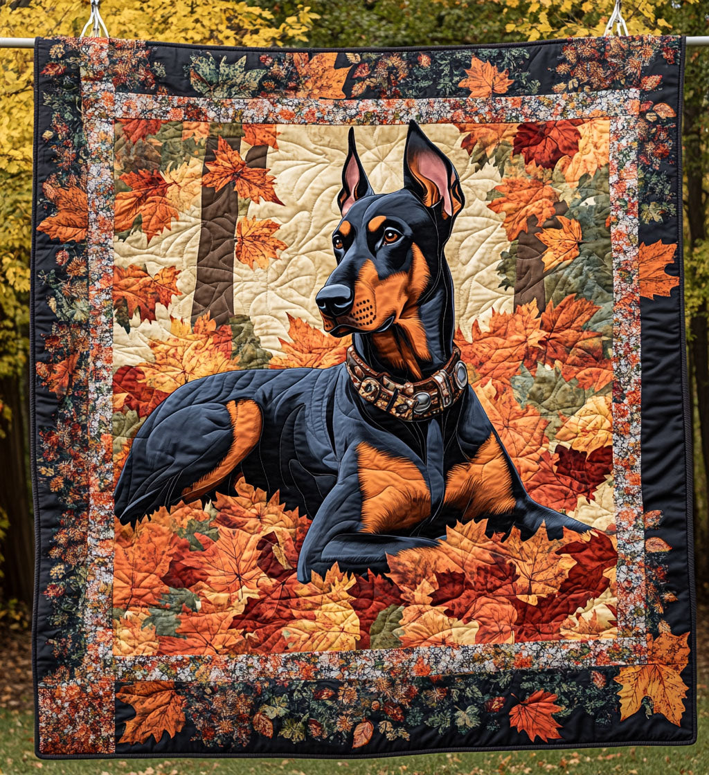 Noble Doberman Dreams Quilted Blanket - Throw (55" x 60")