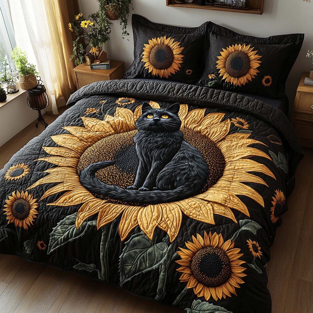 Noir Sun 3-Piece Quilted Bedding Set - Single (59" x 70")