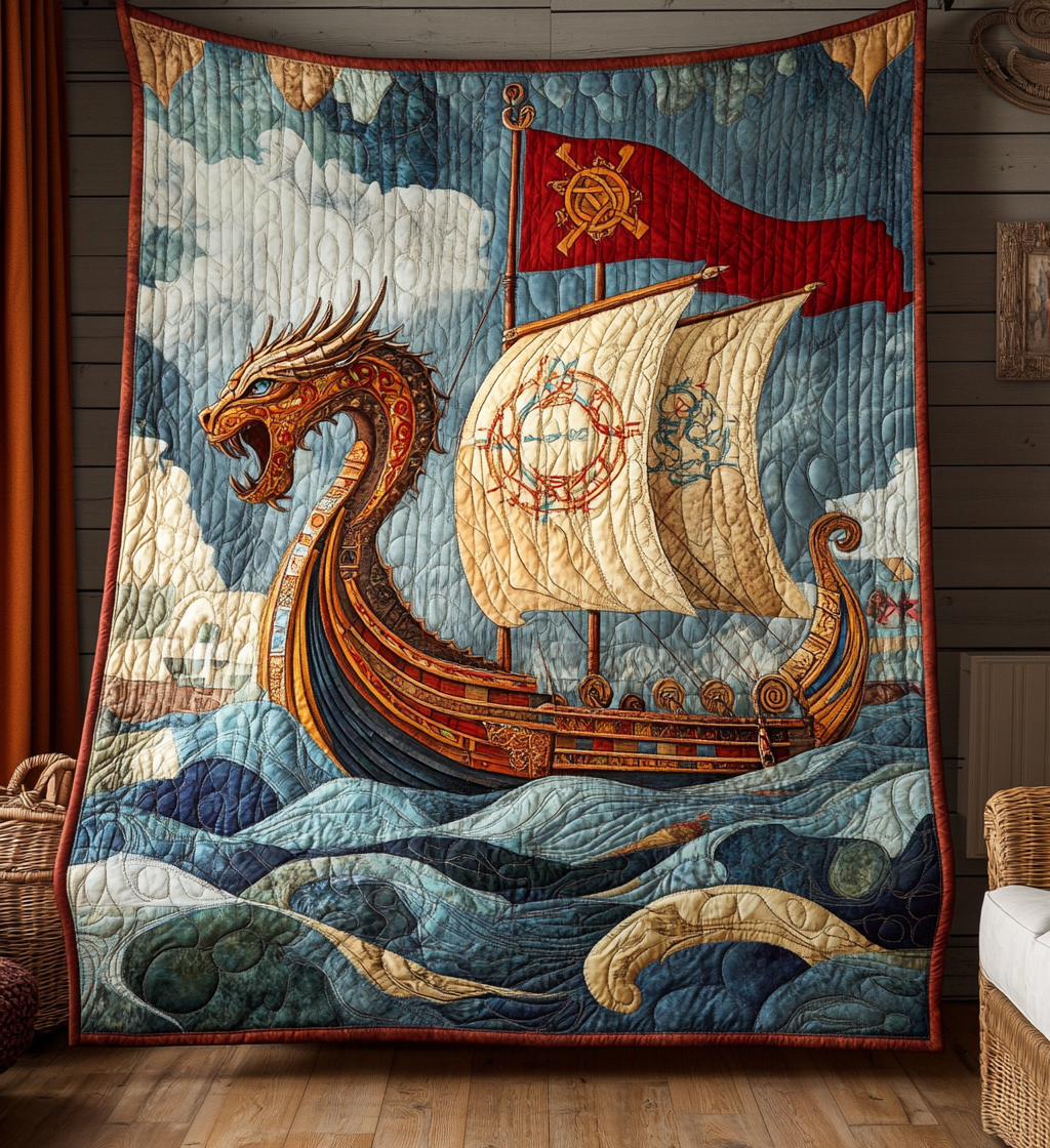 Nordic Dragon Quilted Blanket - Throw (55" x 60")