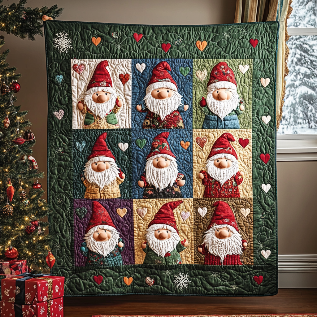 Nordic Gnome Joy Quilted Blanket - Throw (55" x 60")