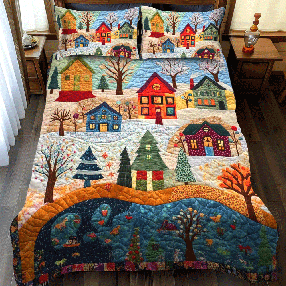 North Pole Nights 3-Piece Quilted Bedding Set - Single (59" x 70")