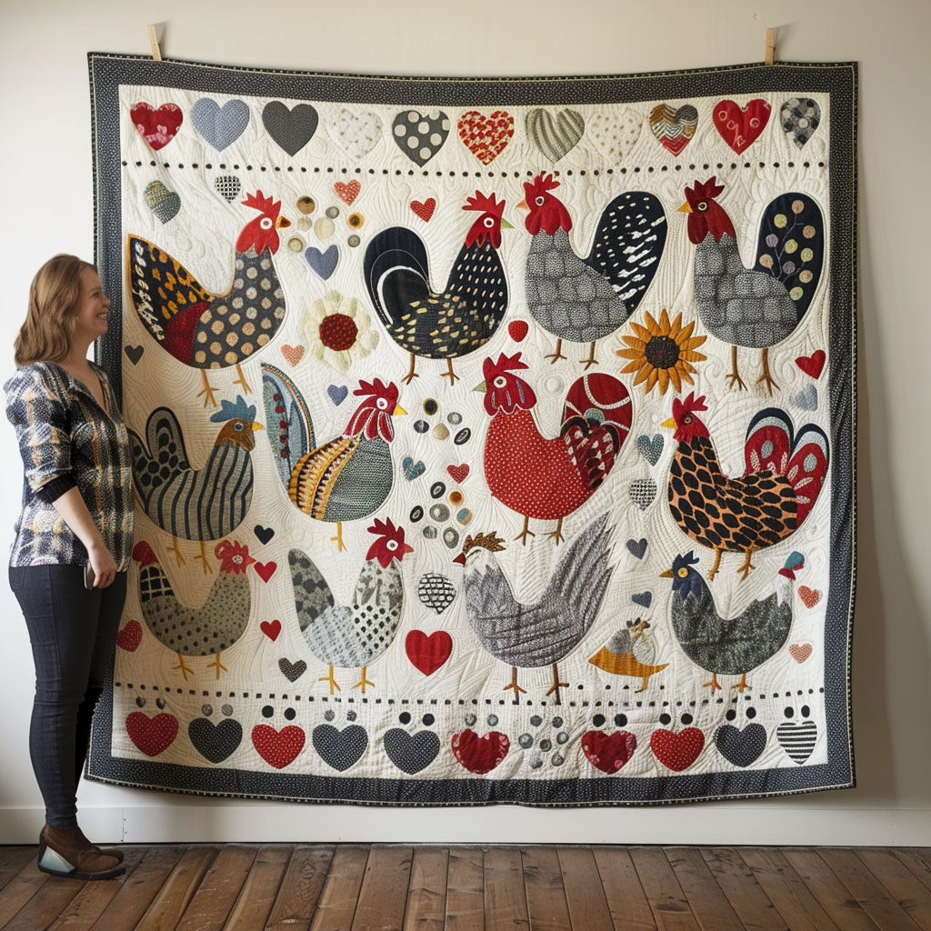 Nostalgic Hen Quilted Blanket - Throw (55" x 60")