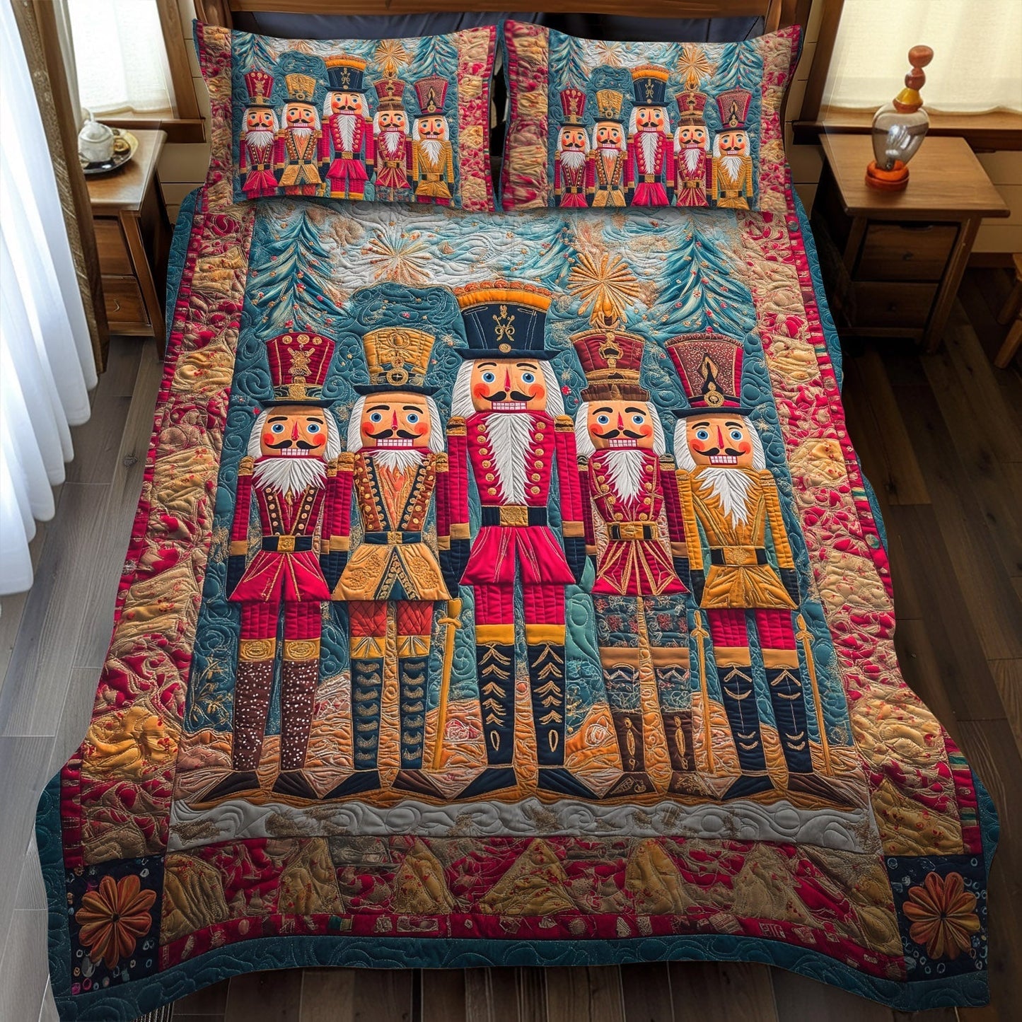 Nostalgic Nutcracker 3-Piece Quilted Bedding Set - Single (59" x 70")