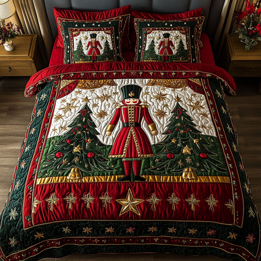 Nutcracker Charm 3-Piece Quilted Bedding Set - Single (59" x 70")