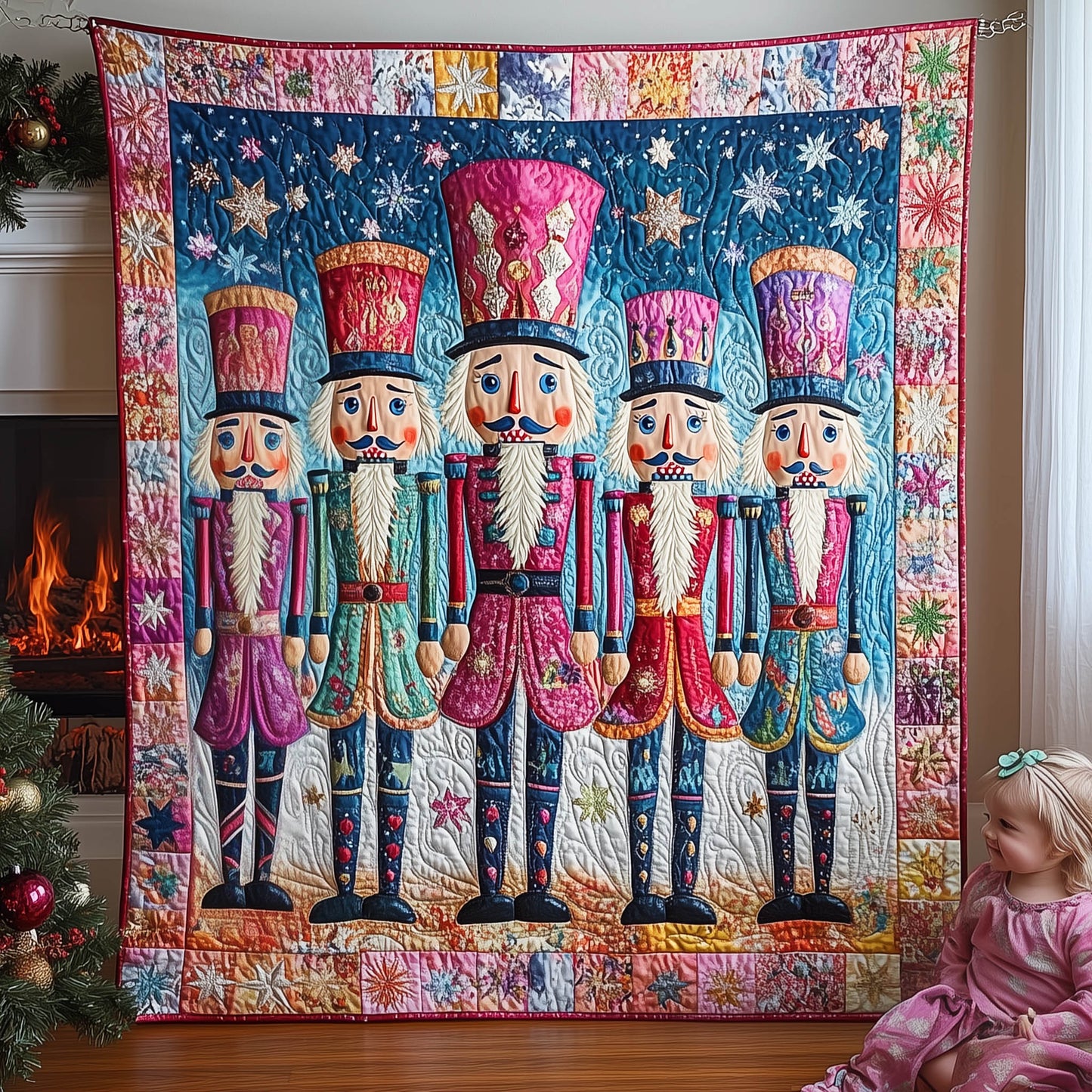 Nutcracker Fantasy Quilted Blanket - Throw (55" x 60")