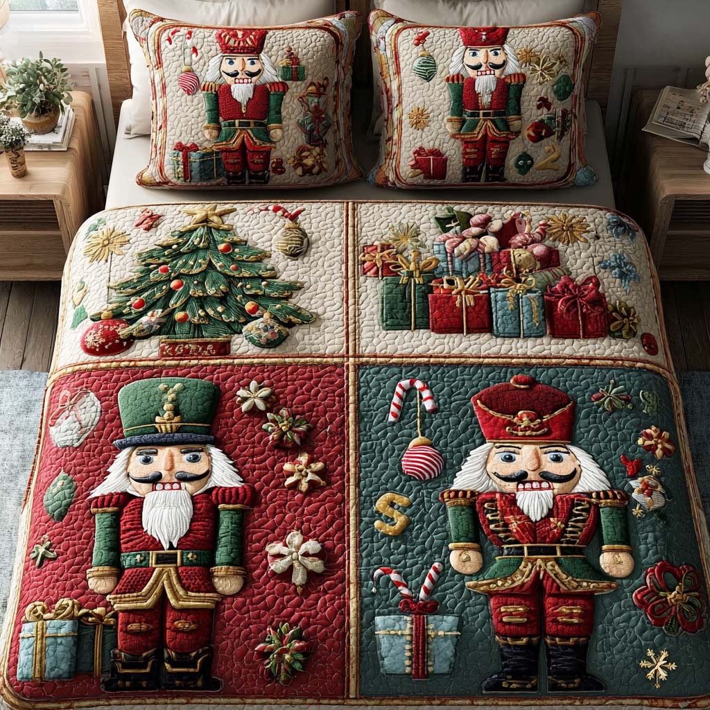 Nutcracker Joy 3-Piece Quilted Bedding Set - Single (59" x 70")