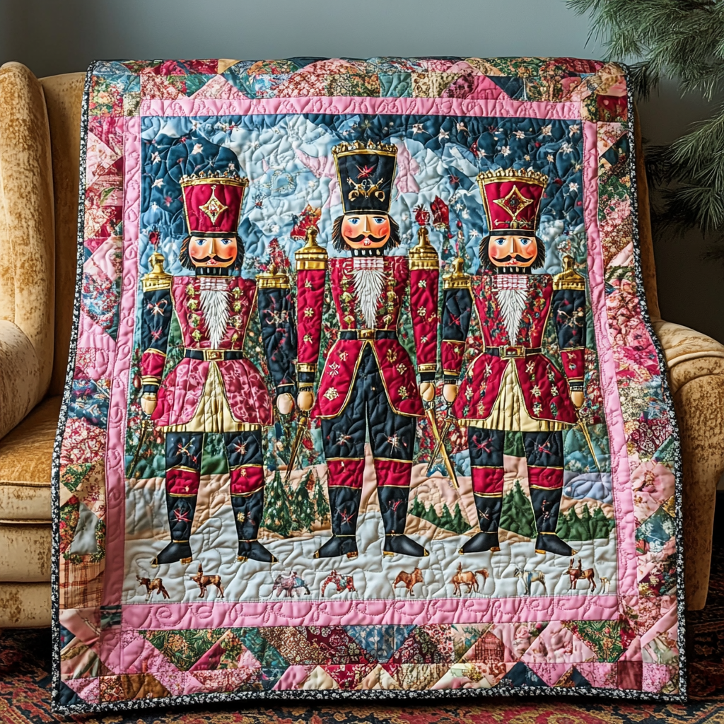 Nutcracker Toy Guard Quilted Blanket - Throw (55" x 60")