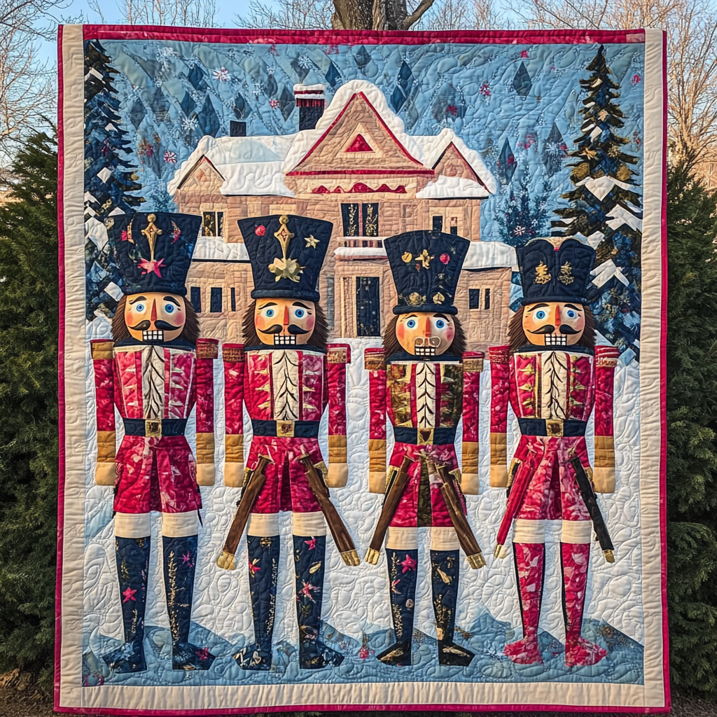 Nutcracker Toy Spread Quilted Blanket - Throw (55" x 60")