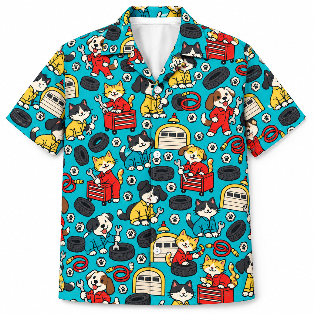 Paws in the Pit Stop Hawaiian Shirt