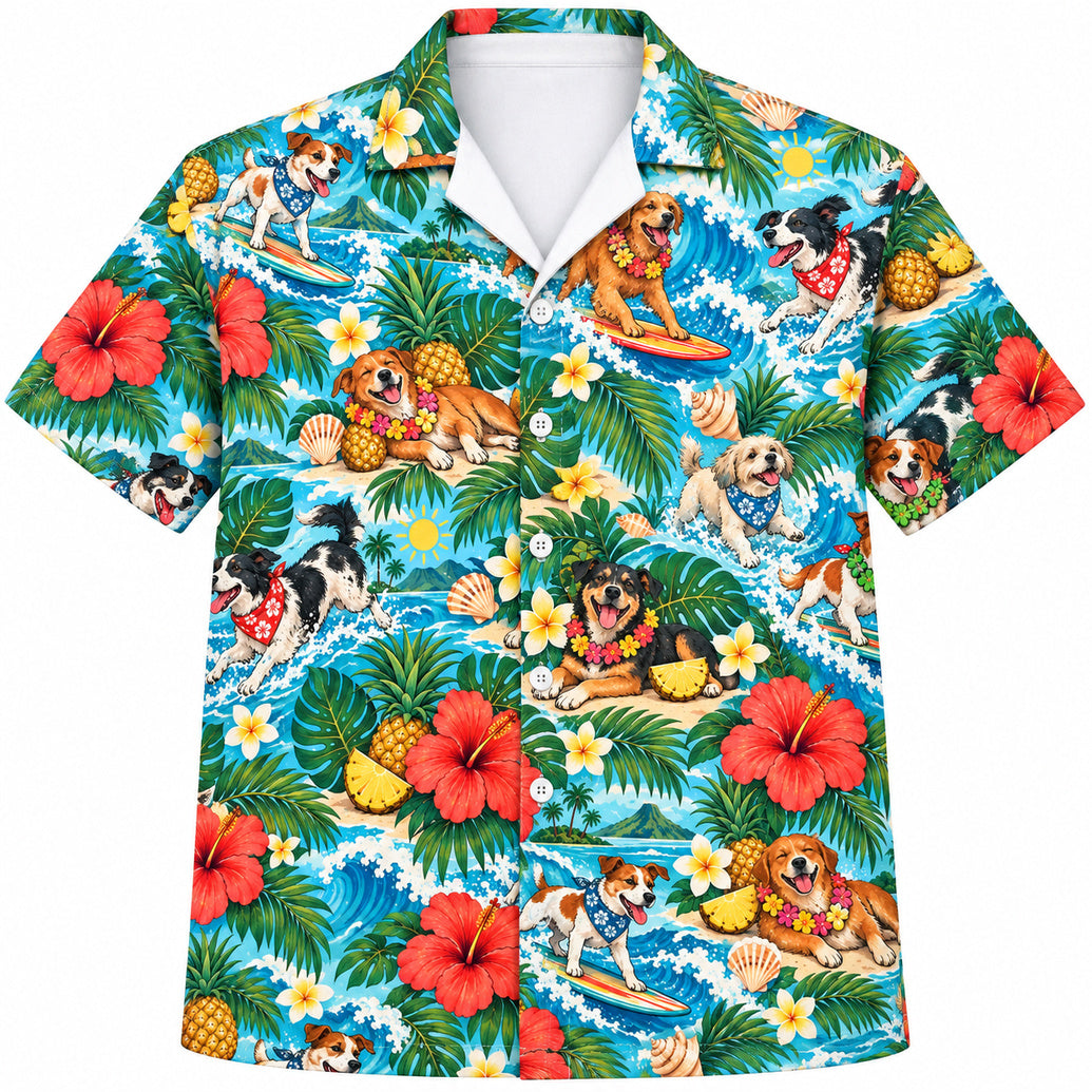 Hawaiihemd „Island Leis & Wagging Tails“