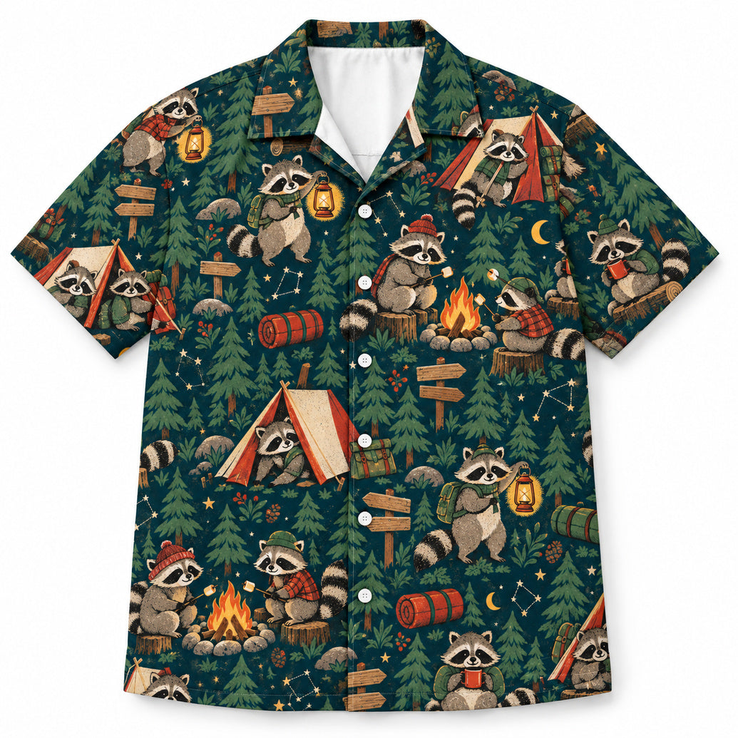 Lantern Loop Camp Raccoons Hawaiian Shirt