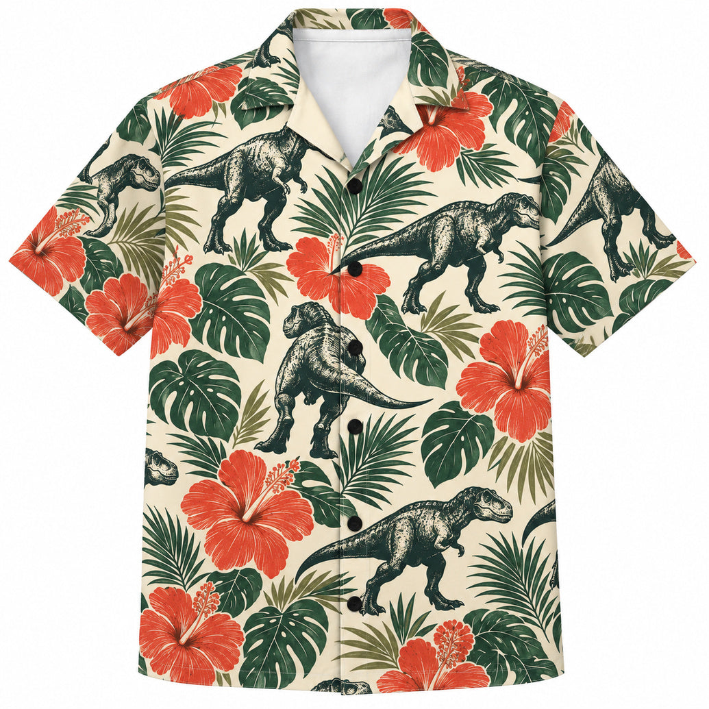 T-Rex Hibiscus Canopy Hawaiian Shirt