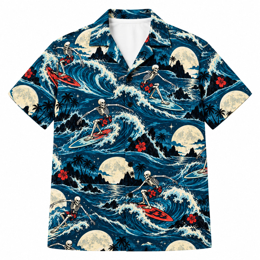 Moonbreak Skeleton Surf Hawaiian Shirt