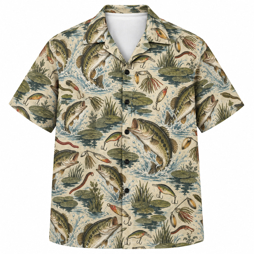 Bass Strike Lure Ledger Hawaiian Shirt
