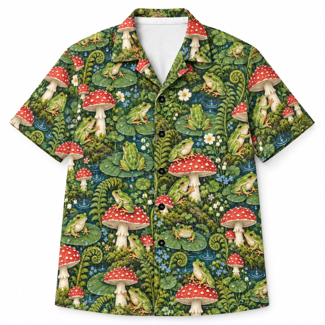 Rainy Mushroom Frog Garden Hawaïshirt