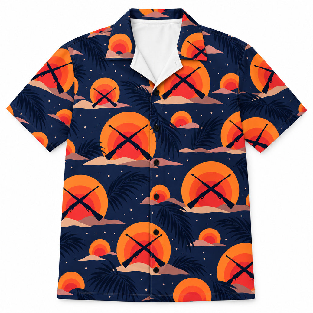 Sunset Rifle Silhouette Tropic Hawaiian Shirt