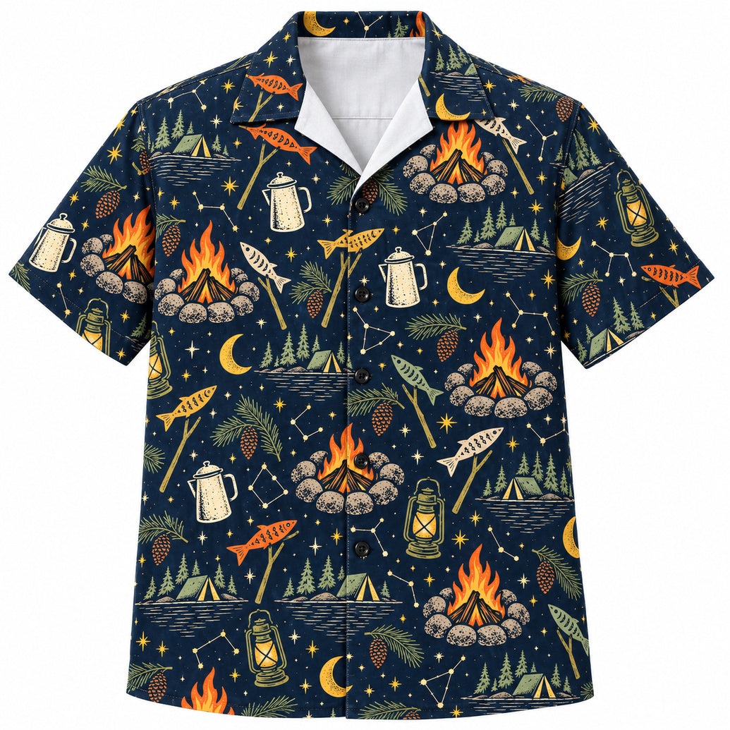 Campfire Catch Under Stars Hawaiian Shirt