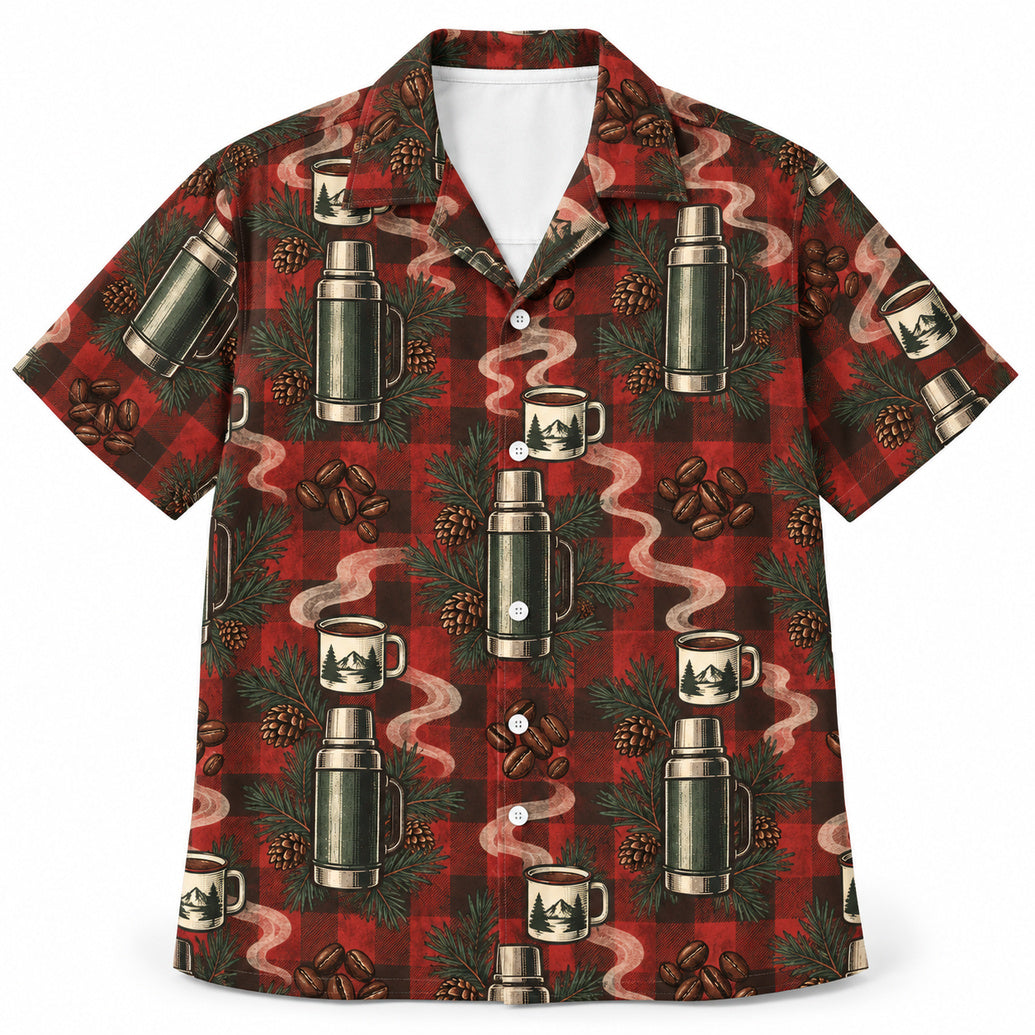 Fogline Coffee Tartan Hawaiian Shirt