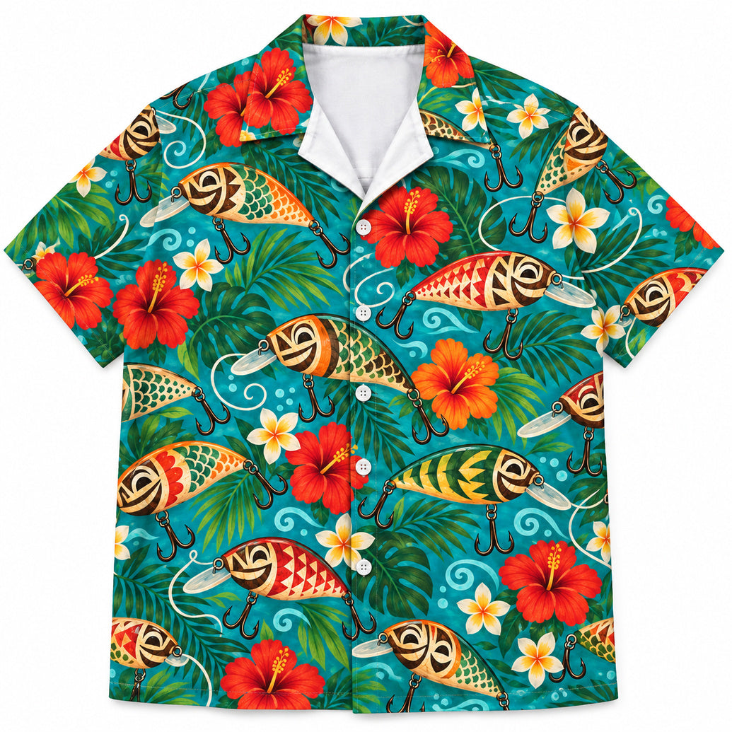 Tiki Crankbait Carnival Hawaiian Shirt
