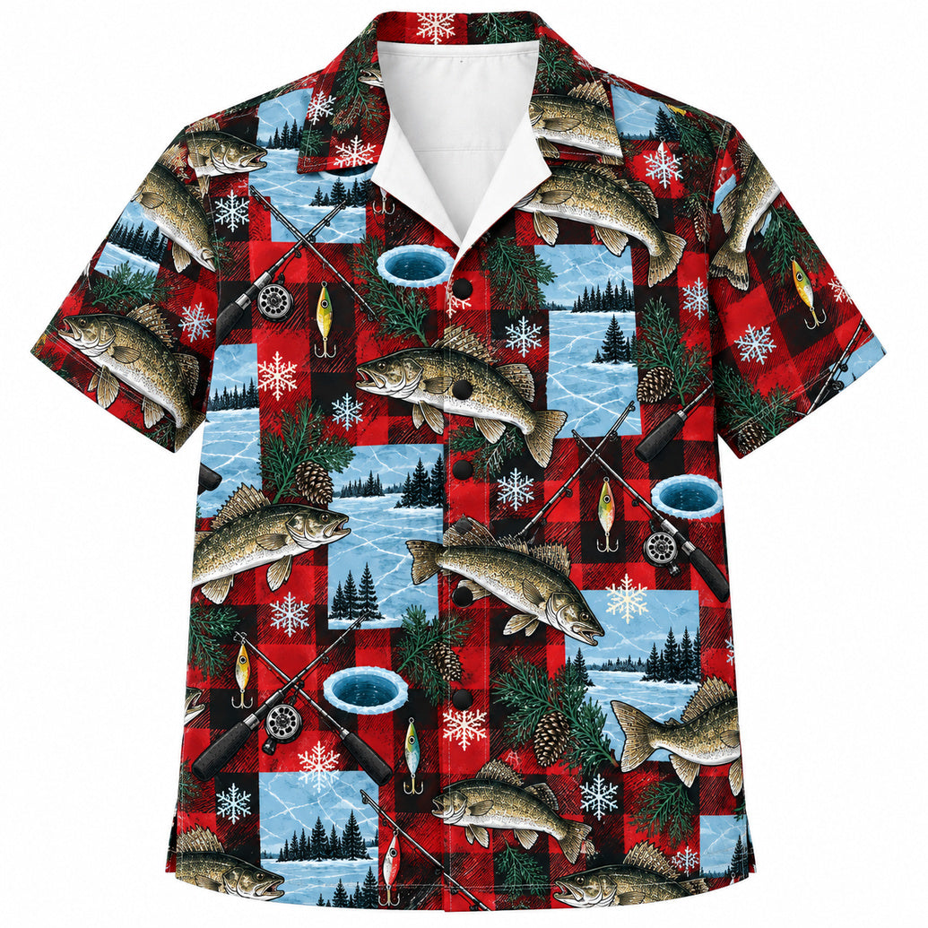 Red Flannel Ice Walleye Hawaiian Shirt