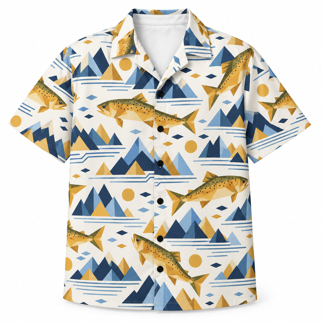 Alpine Gold Geometry Hawaiian Shirt