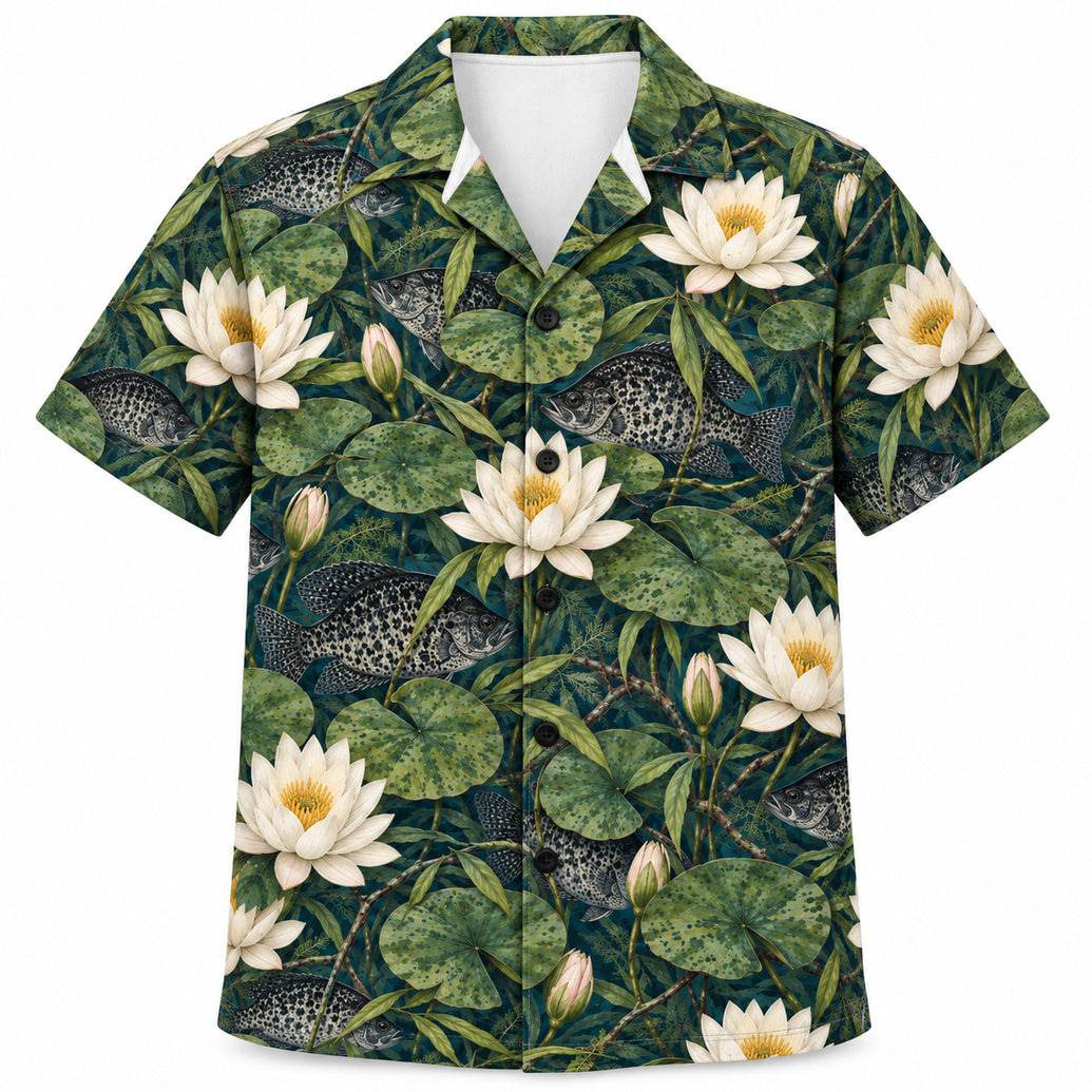 Lilyveil Black Crappie Garden Hawaiian Shirt