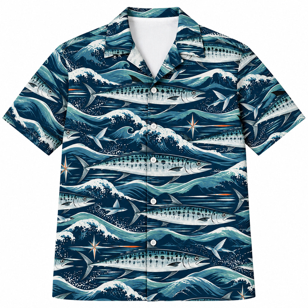 Mackerel Gale Lines Hawaiian Shirt
