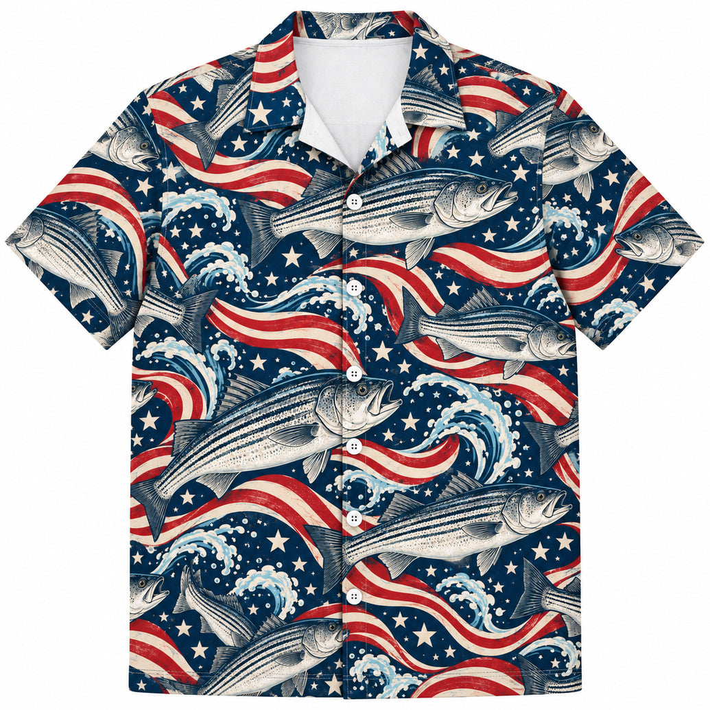 Old Glory Striper Wake Hawaiian Shirt