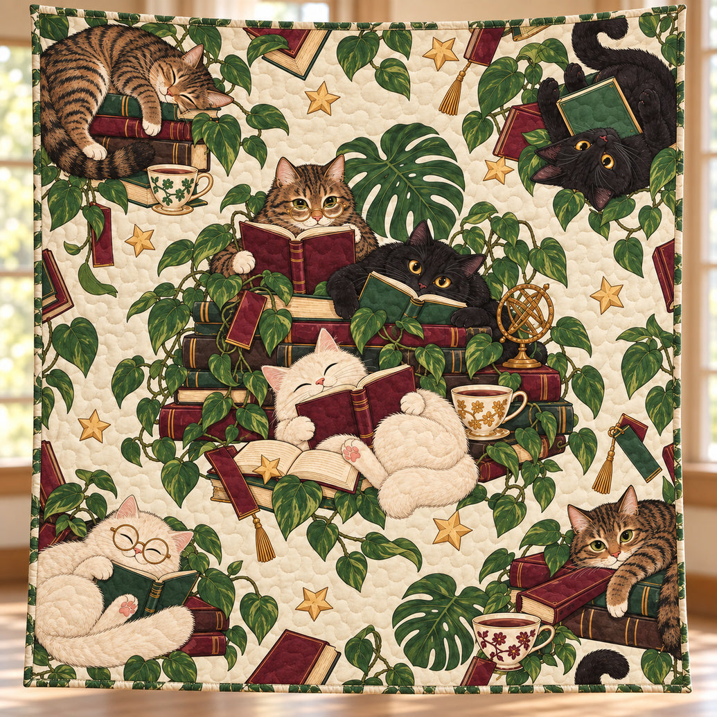 Cats & Chapters Retreat Quilt Blanket