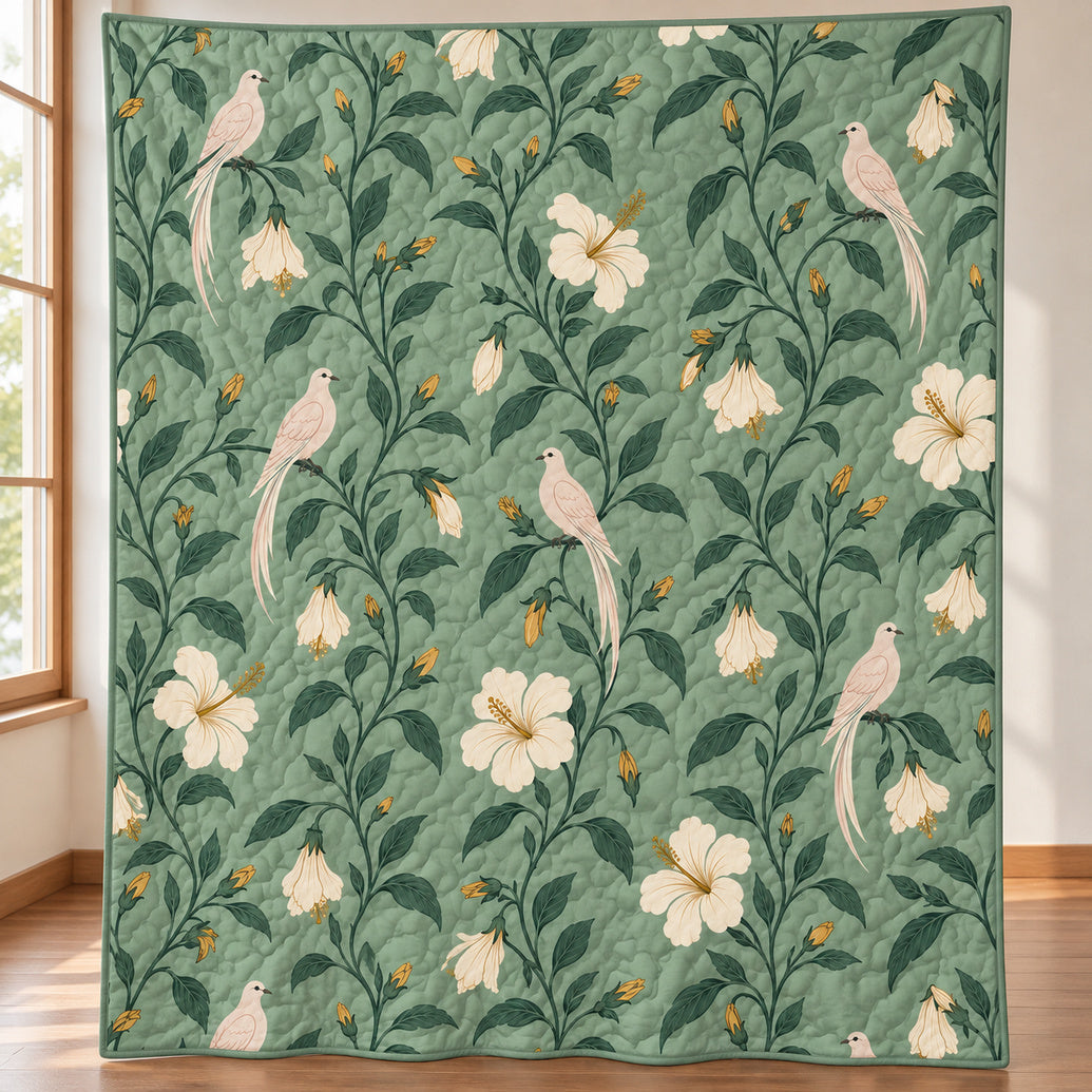 Eucalyptus Dove Trellis Quilt Blanket