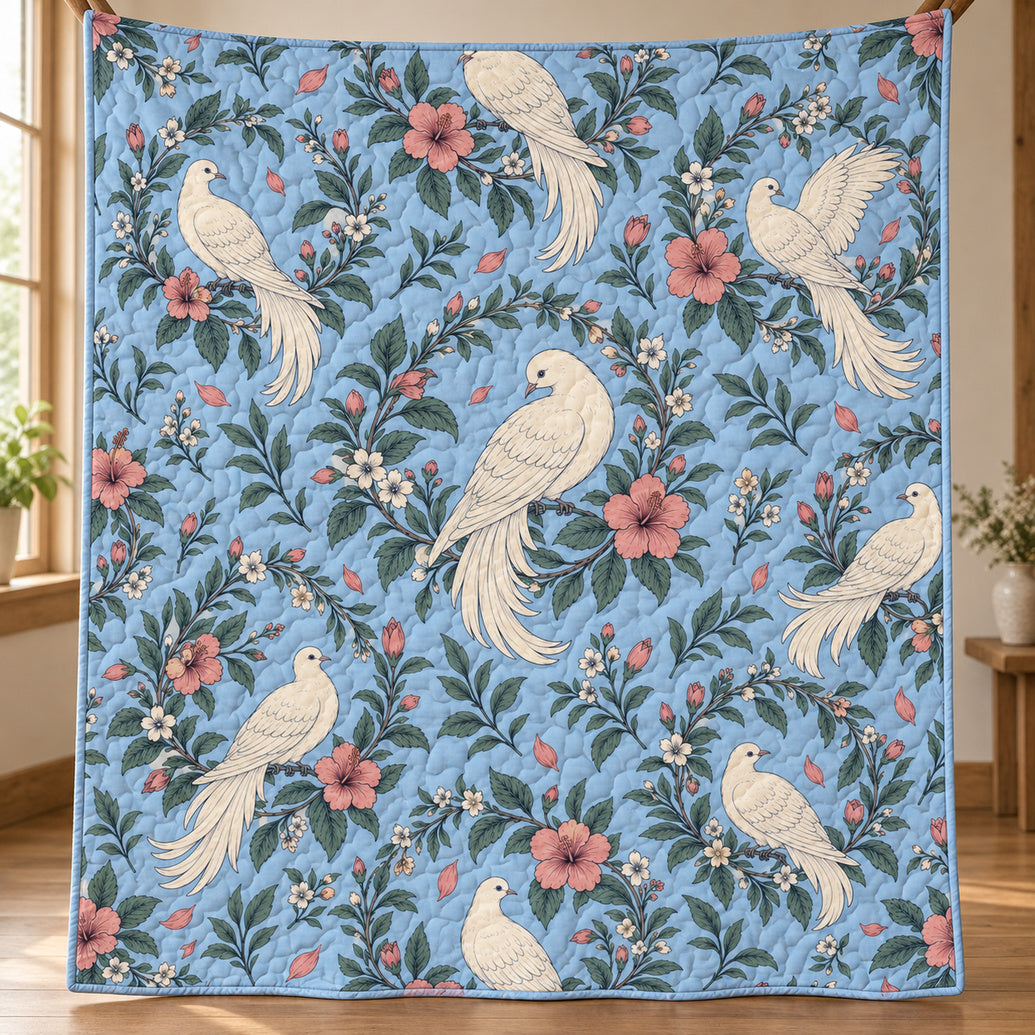 Dove Garden Cameos Quilt Blanket